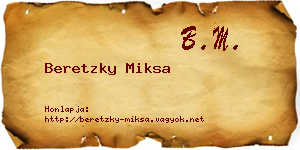 Beretzky Miksa névjegykártya